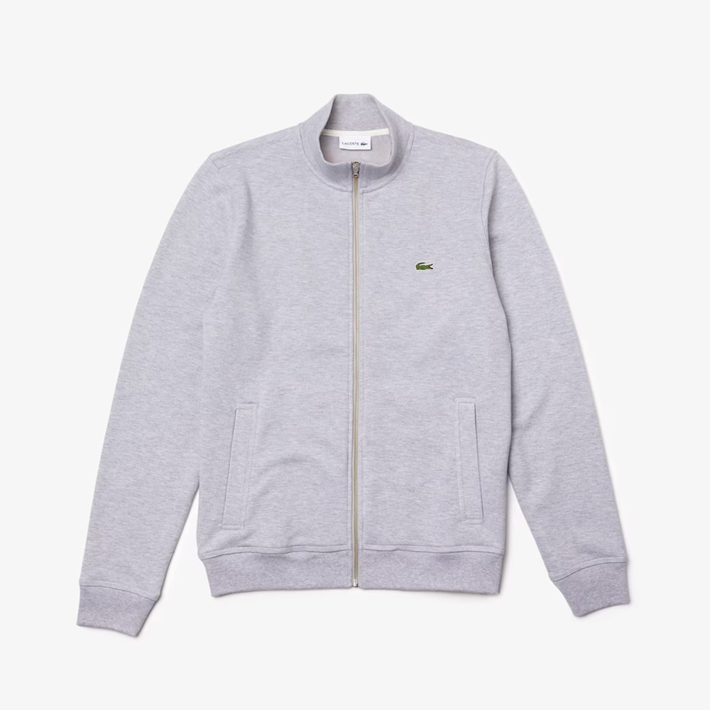 Lacoste Men s Zippered Stand-Up Collar Piqué Fleece Jacket Size S - Picture 1 of 9